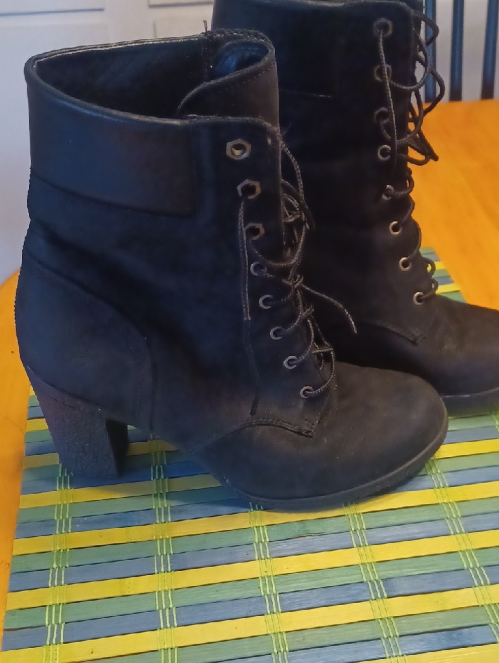 Timberland Women's Black Lace-Up Combat & Moto Boots Size 8.5W - Picture 6 of 13